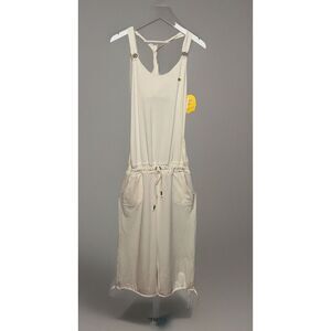 Vintage Y2K Apple Bottoms White T-Back Tank Flowy Jumpsuit Pocket  Romper Size M